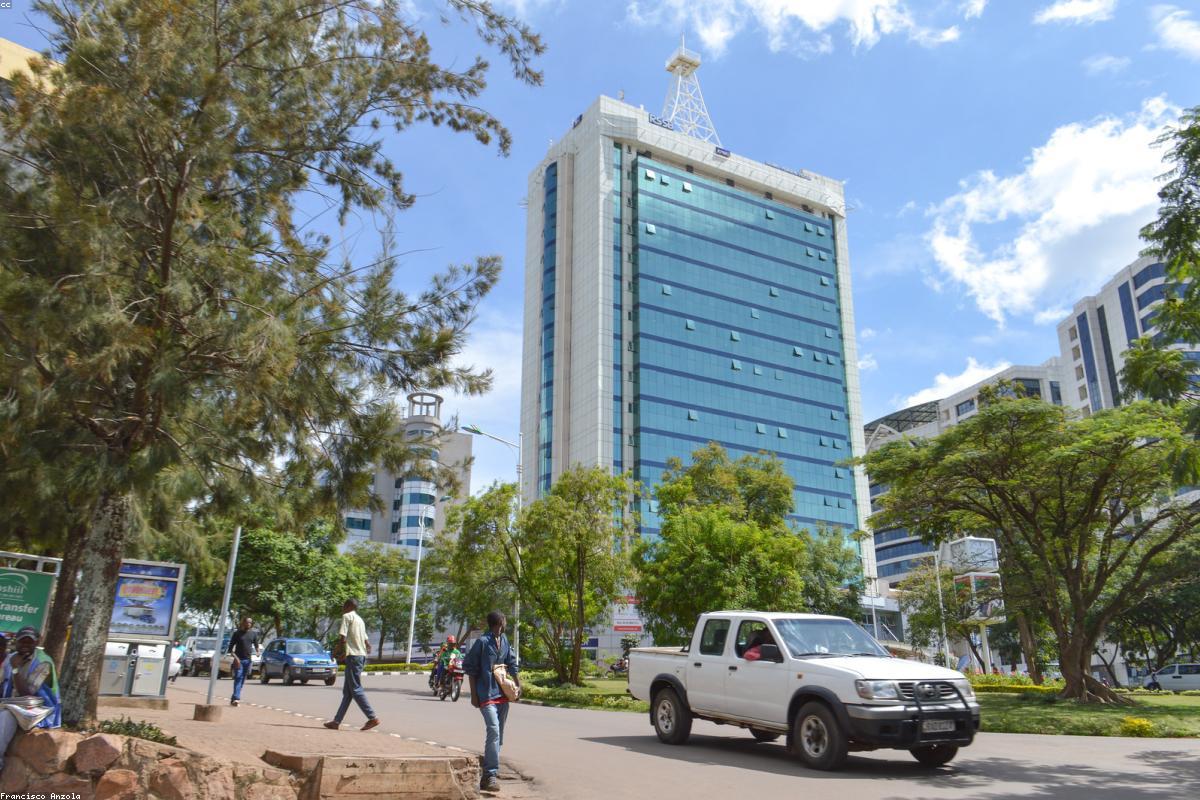 A modern Kigali city street representing market connections